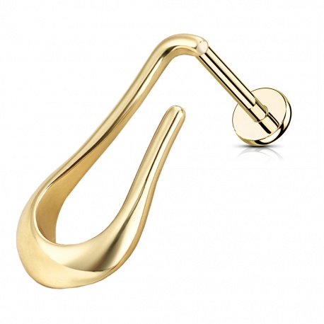 Złoty (PVD) labret z otwartą łezką: tytan G23, gwint wewnętrzny