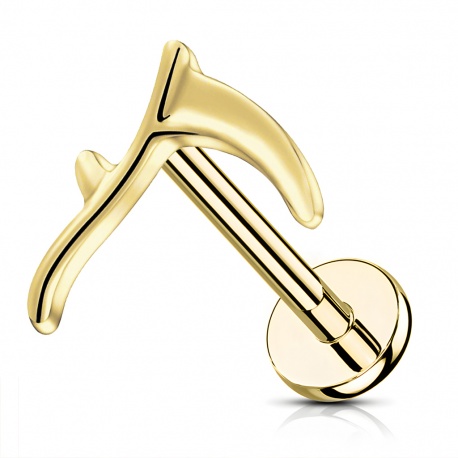 Złoty (PVD) labret kosa: tytan G23, gwint wewnętrzny