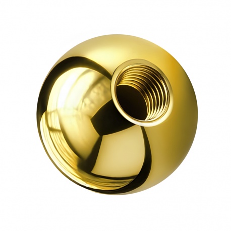 Tytanowa nakrętka kulka z gwintem wewnętrznym w kolorze złotym (PVD) – zbliżenie na gwint