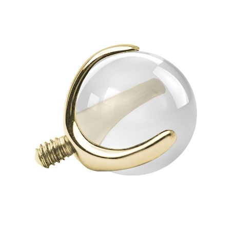 Złota (PVD) tytanowa nakrętka przeźroczysta kulka z gwintem zewnętrznym