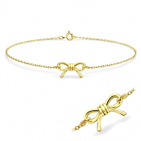 Bransoletka z kokardką w kolorze złotym: srebro (925), zapięcie federing, powłoka e-coating