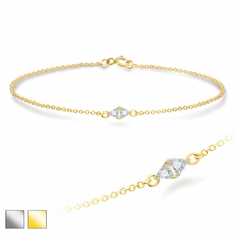 Bransoletka z podwójną trójkątną cyrkonią: srebro próby 925, zapięcie federing BBAg008