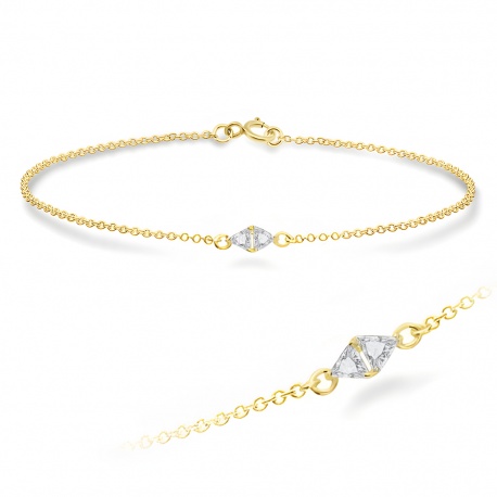 Złota bransoletka z podwójną trójkątną cyrkonią: srebro próby 925, zapięcie federing, powłoka e-coating