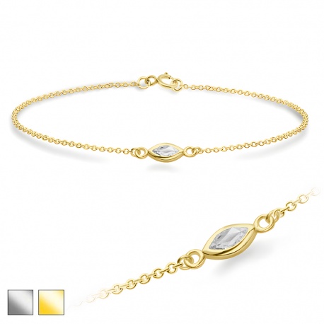 Bransoletka z cyrkonią w kształcie markizy: srebro 925, zapięcie federing BBAg009