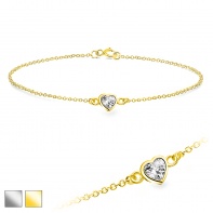 Bransoletka z cyrkonią w kształcie serduszka