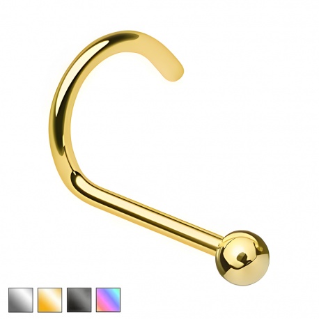 Zakręcony kolczyk do nosa z kulką z tytanu G23 PNT001