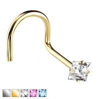 Zakręcony kolczyk do nosa kwadratowy kryształek