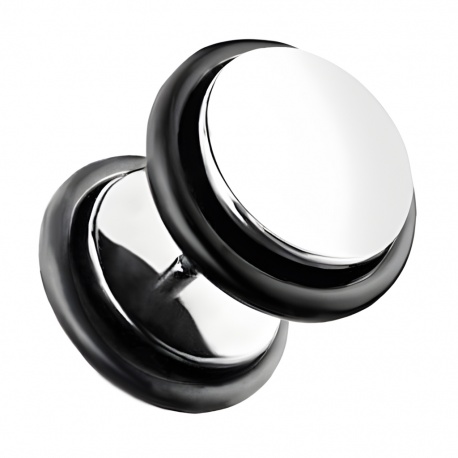 Stalowy kolczyk fake plug: gwint zewnętrzny - wariant srebrny