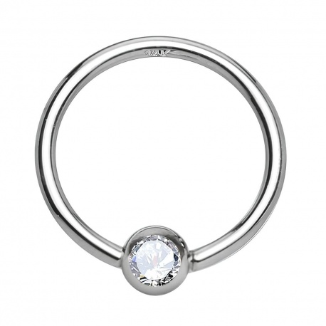 Kółko z białego złota 14K (585), z kulką BCR PK701