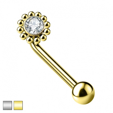 Kolczyk intymny Christina L-bar kryształ i kulki: tytan G23, gw. wewnętrzny PXT002