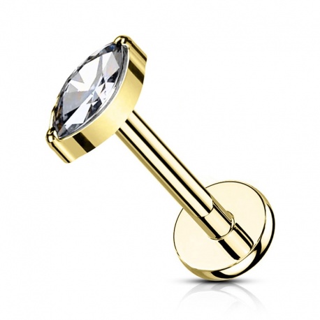 Labret z kryształową łezką: tytan G23, gw. wewnętrzny