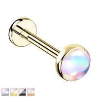 Labret z opalizującym kamieniem