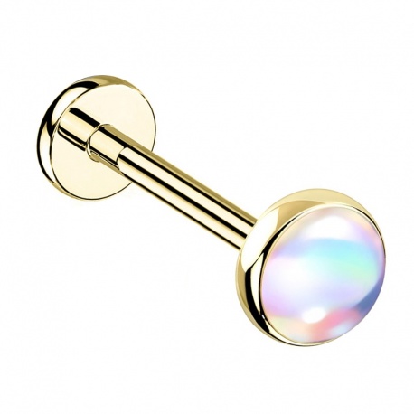 Labret z opalizującym kamieniem