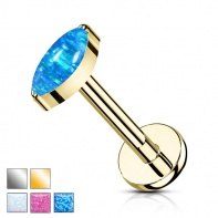 Labret z opalową łezką