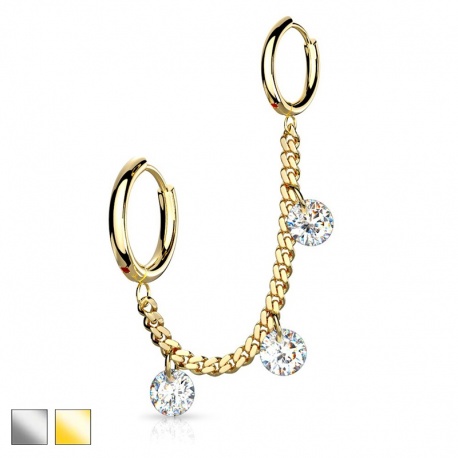 Kolczyk do dwóch przekłuć - dwa kółka KU596