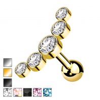 Kolczyk zakręcany kulką z kryształowym clusterem