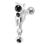 Kolczyk do ucha - Kotek z kryształkiem