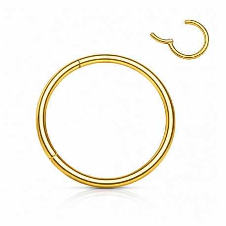 Złoty kolczyk typu ring clicker z tytanu: powłoka PVD