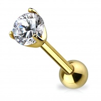 Kolczyk ze złota 14K z okrągłym kryształkiem