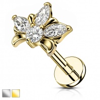 Labret kwiat lotosu z cyrkonii