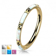 Tytanowy clicker kółko z podłużnymi opalami