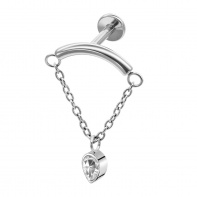 Labret z łańcuszkiem i cyrkoniową odwróconą łezką