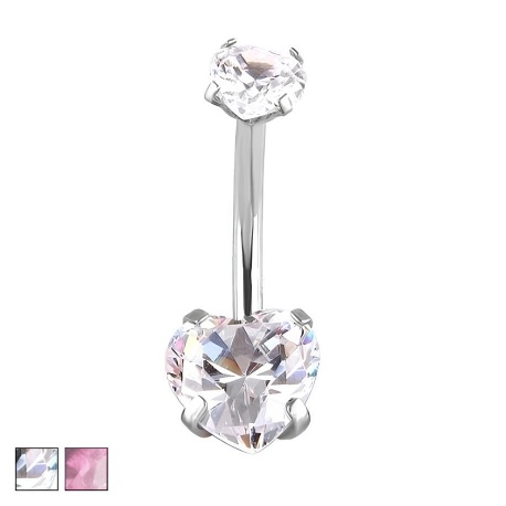 Kolczyk do pępka - Kryształowe serca PB546