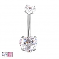 Kolczyk do pępka - Kryształowe serca