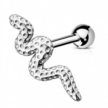 Kolczyk do ucha - wąż, gwint zewnętrzny, stal chirurgiczna 316L