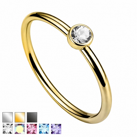 Rozginane kółko z okrągłym kryształkiem: stal chirurgiczna 316L PKS002