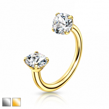 Stalowa podkówka z cyrkoniami do nostrila PPS003