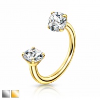 Stalowa podkówka z cyrkoniami do nostrila