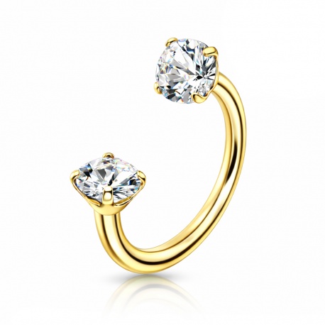 Stalowa podkówka z cyrkoniami do nostrila