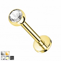 Tytanowy labret z kulką i kryształkiem