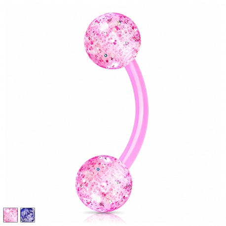 Banan z brokatowymi kulkami: akrylowe kulki, pręt z bioflexu, gwint zewnętrzny PE207