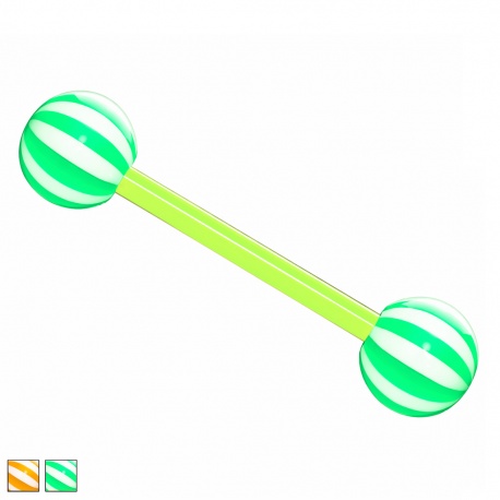 Kolczyk do języka - Lollipop - z akrylowymi kulkami i prętem z bioflexu, gwint zewnętrzny PJ205