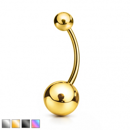 Tytanowy kolczyk do pępka: gwint zewnętrzny, dwie odkręcane kulki PBT011