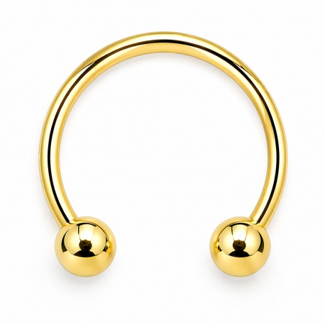 Złota PVD Ttytanowa podkówka z kulkami: gwint zewnętrzny, dwie odkręcane kulki