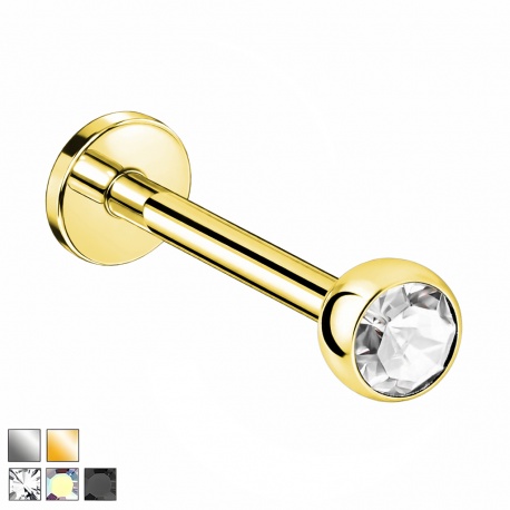 Labret tytanowy z kulką i kryształkiem: gwint zewnętrzny, tytan G23 PWT042
