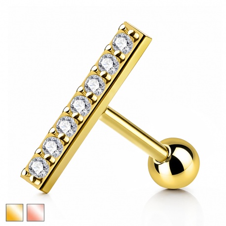 Kolczyk do ucha - Kreseczka z kryształkami KT509