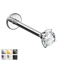 Stalowy labret z cyrkonią w pazurkach