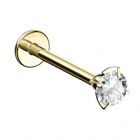 Stalowy labret z cyrkonią