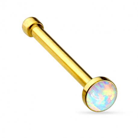 Prosty kolczyk do nosa z białym opalem