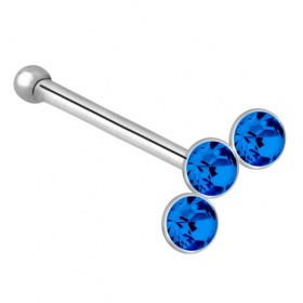 Kolczyk do nosa prosty - Trzy kryształki PN626