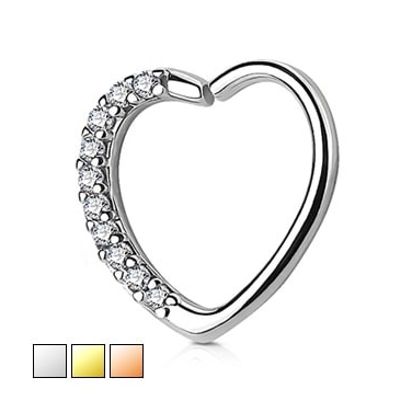 Kolczyk do ucha - Serduszko z kryształkami KU565