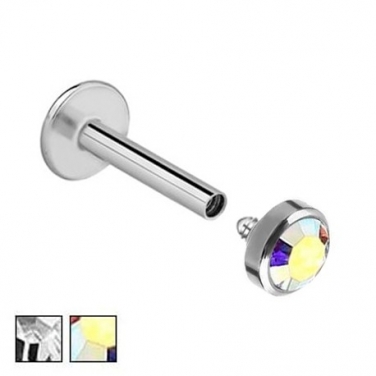 Labret z kryształkiem - Gwint wewnętrzny PW412