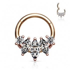 Clicker rose gold z podłużnymi kryształkami PK571 D