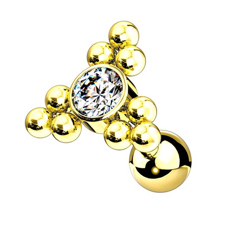 Kolczyk do ucha - kryształek z kuleczkami