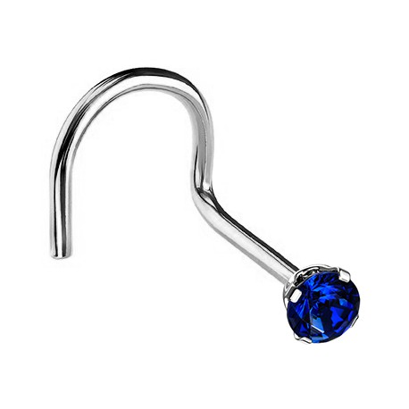 Kolczyk do nosa z okrągłym kryształkiem - zakręcony PN509