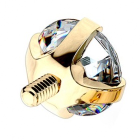 Nakrętka na microdermal - z 14K złota, kryształek